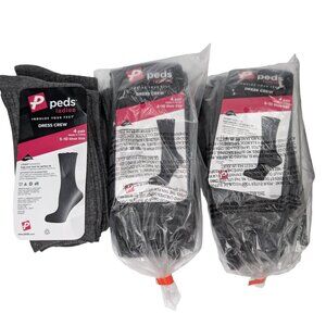 Peds Ladies Dress Crew Socks LOT of 3 4-Packs Charcoal Heather Grey Size 5-10